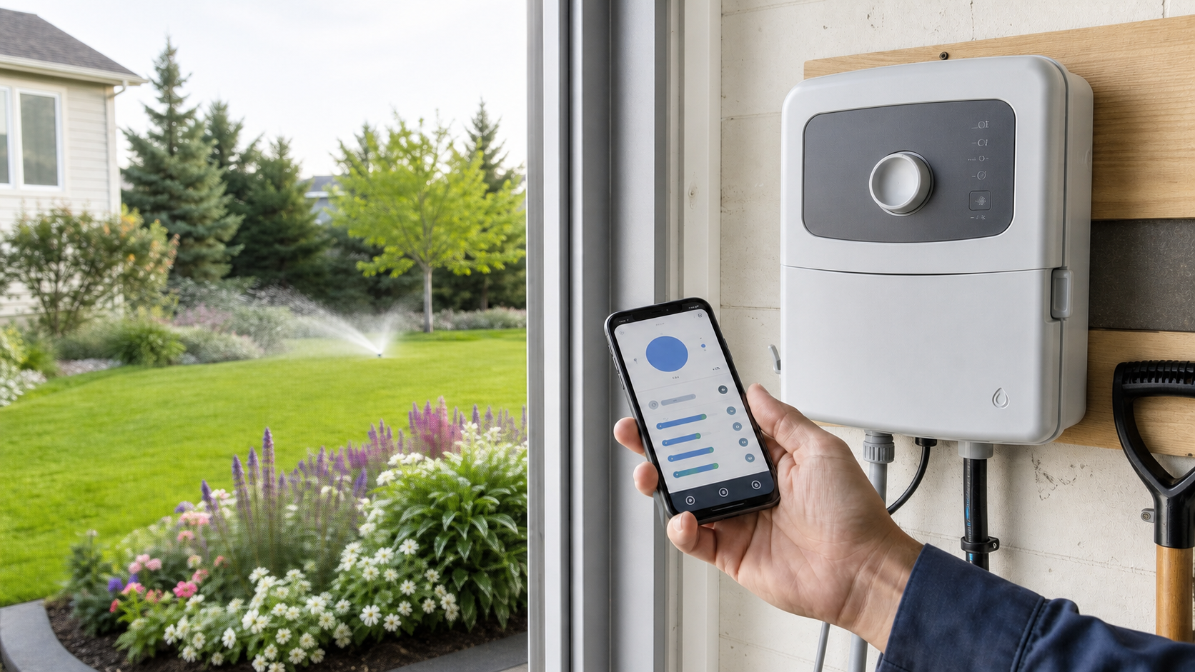 Weather-aware irrigation controller with simple phone scheduling