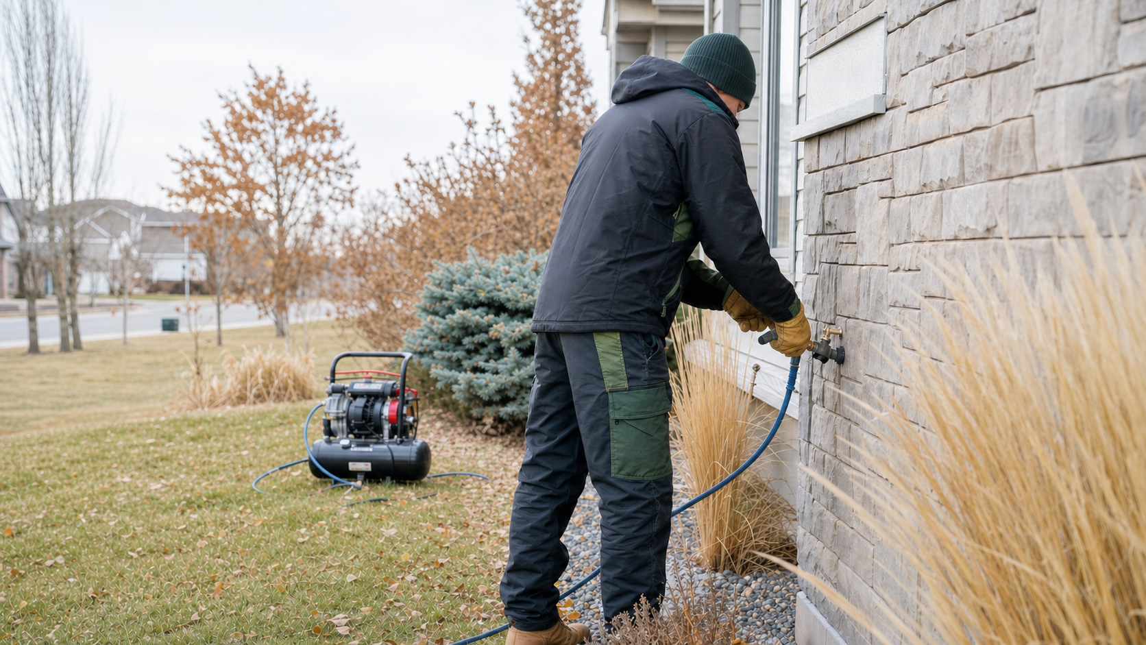Residential irrigation winterization service